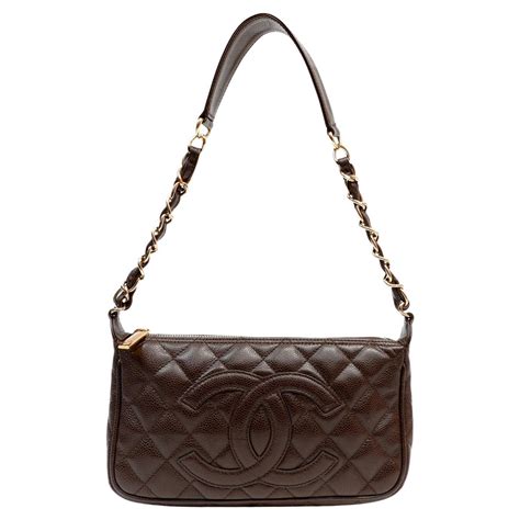 Chanel Brown Caviar Timeless CC Logo Long Zip 